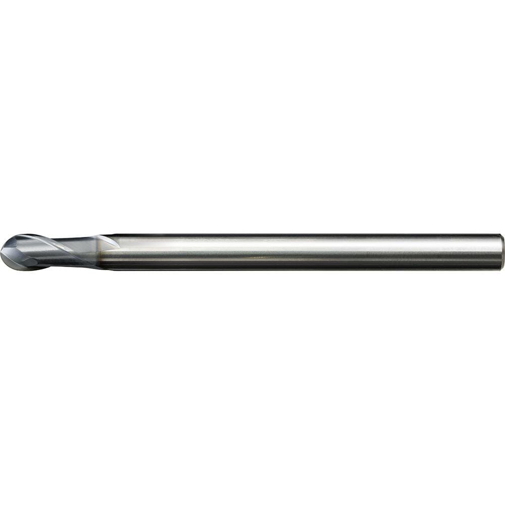 Ball End Mill: 0.60 mm Dia, 0.60 mm LOC, 2 Flute, Solid Carbide