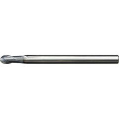 Ball End Mill: 0.60 mm Dia, 0.60 mm LOC, 2 Flute, Solid Carbide