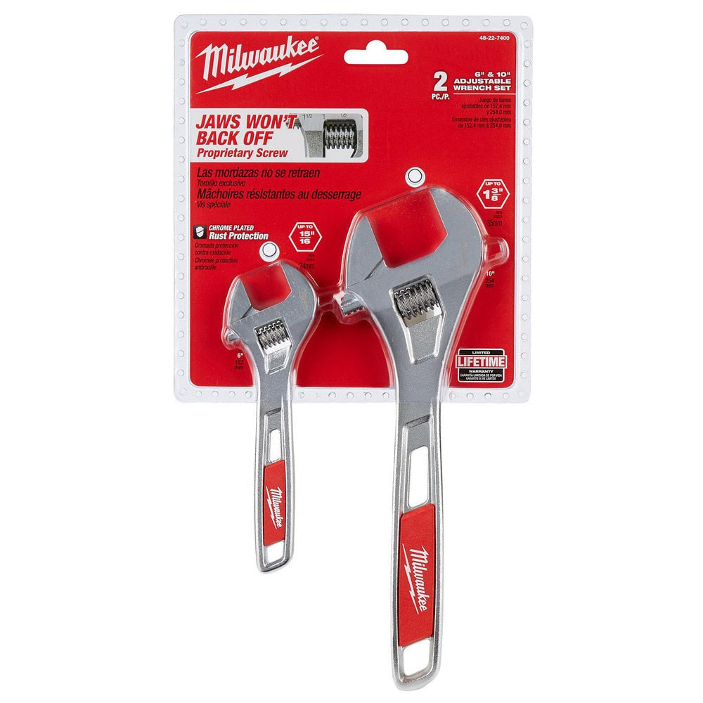 Adjustable Wrench Set: 2 Pc, Inch