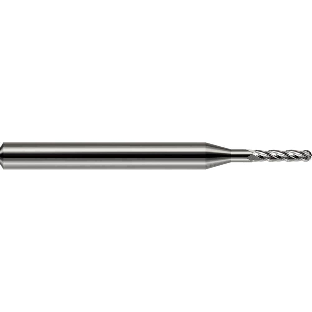 Ball End Mill: 5/64" Dia, 15/64" LOC, 4 Flute, Solid Carbide