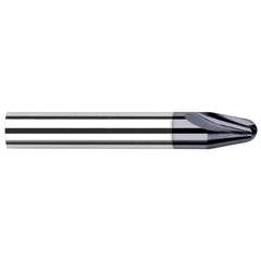 Tapered End Mill: 30 deg Angle per Side, 0.1240" Small Dia, 0.2630" LOC, 2 Flute, Tapered End