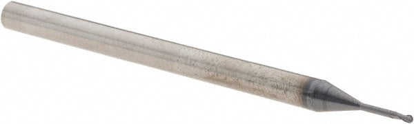 Ball End Mill: 1/32" Dia, 3/64" LOC, 2 Flute, Solid Carbide