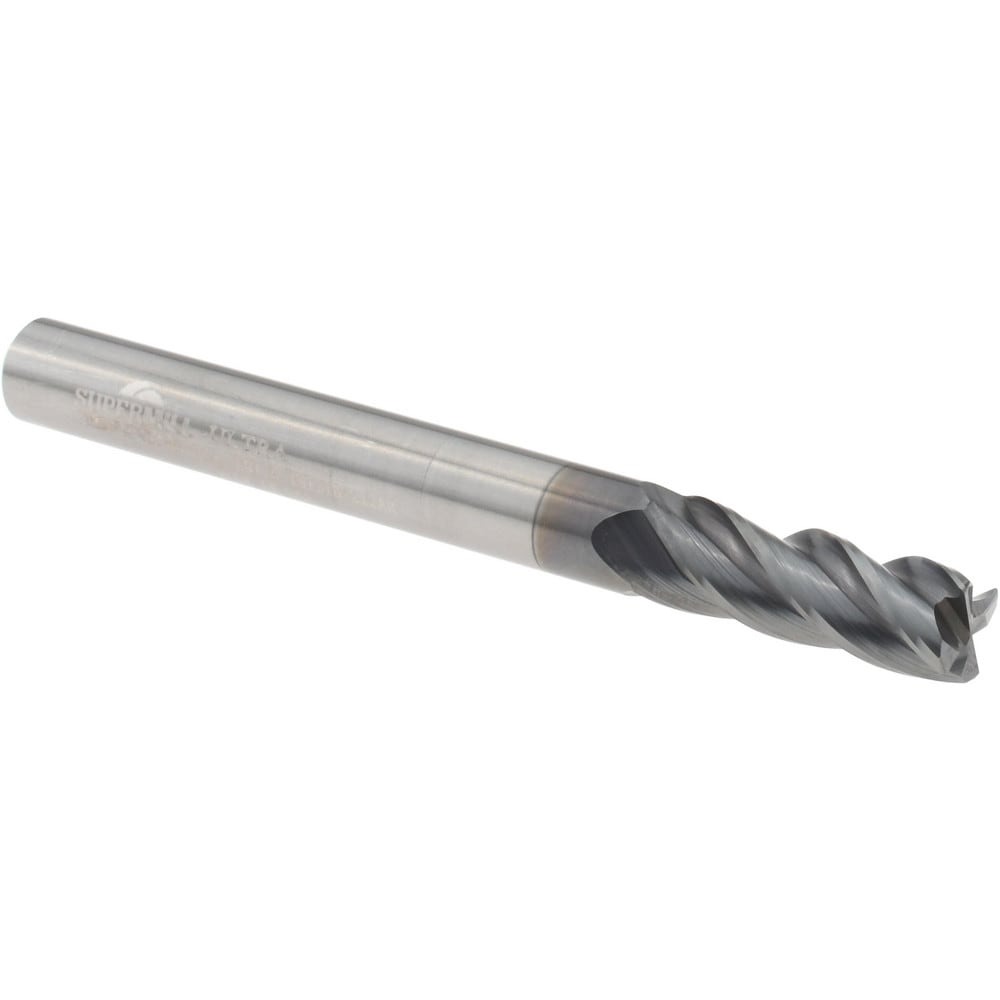 Corner Radius End Mill: 1/4" Dia, 3/4" LOC, 0.0150" Radius, 4 Flute, Solid Carbide