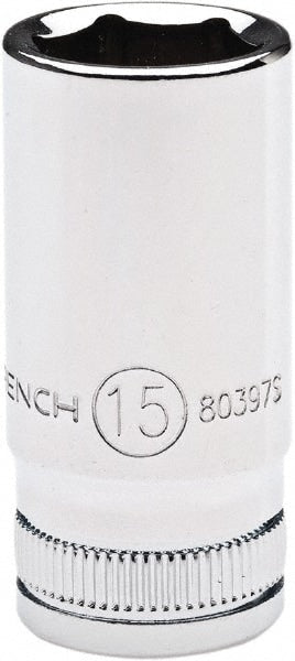 Intermediate  Hand Socket: 1/4" Drive, 15.00 mm Socket, 6-Point