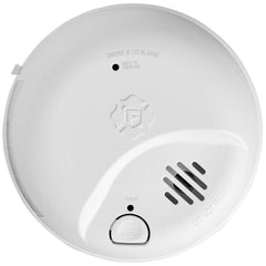 Smoke & Carbon Monoxide (CO) Alarms; Alarm Type: Smoke; Sensor Type: Ionization, Electrochemical; Mount Type: Wall, Ceiling; Interconnectable: Interconnectable; Power Source: Wire-In with Battery Backup; Battery Chemistry: Lithium-ion; Battery Size: 9V; B