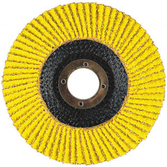 Flap Disc:  5" Dia, 7/8" Hole, 40 Grit, Ceramic Alumina, Type 27