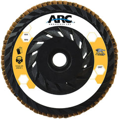 Flap Disc:  4.5" Dia, 5/8-11" Hole, 50 Grit, Ceramic Alumina, Type 27