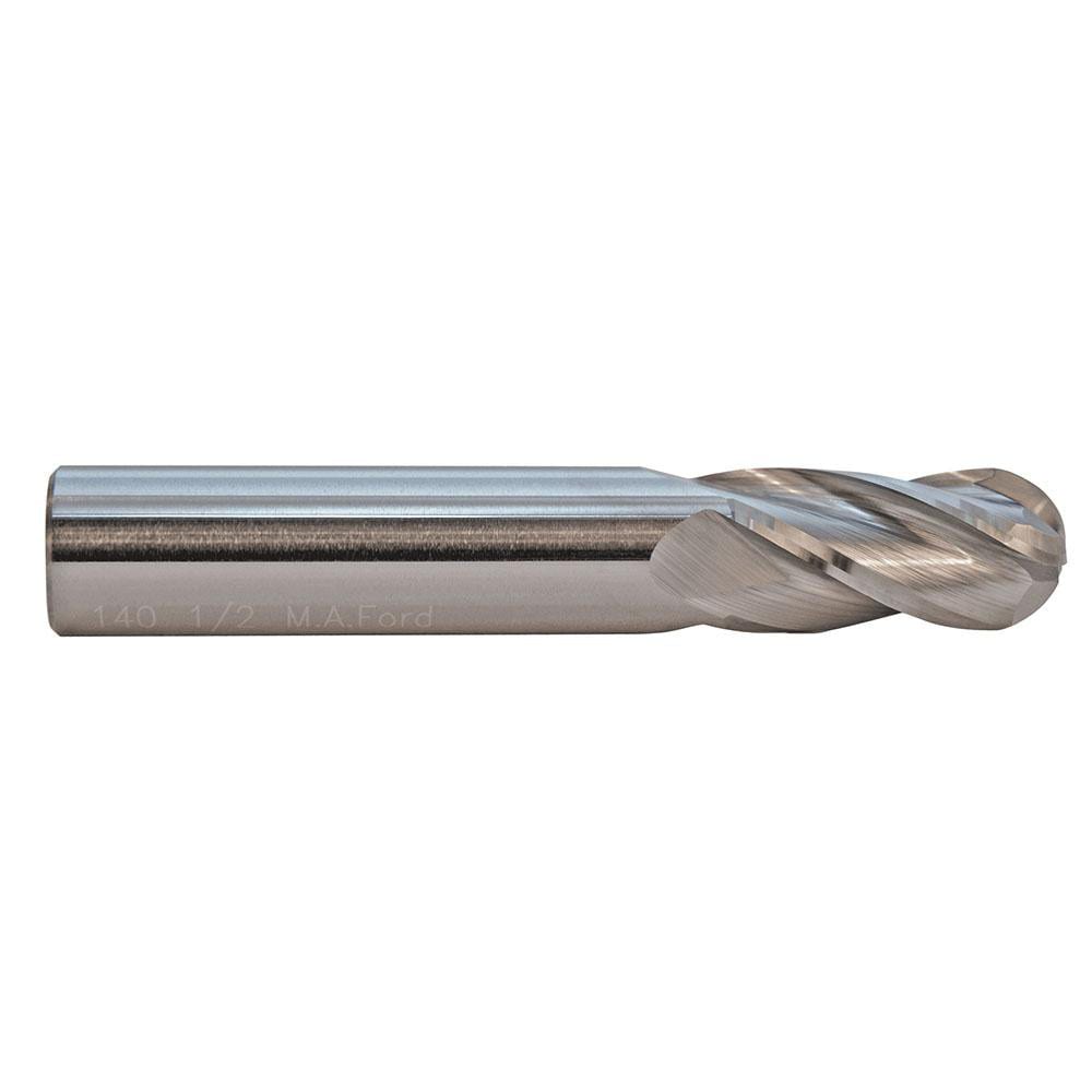 Ball End Mill: 1/8" Dia, 3/8" LOC, 4 Flute, Solid Carbide