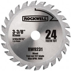 Wet & Dry Cut Saw Blade: 3-3/8" Dia, 15" Arbor Hole, 24 Teeth