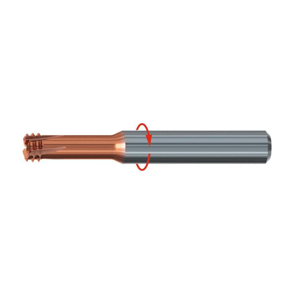 Helical Flute Thread Mill: M3x0.5, 4 Flute, 3.00 mm Shank Dia, Solid Carbide