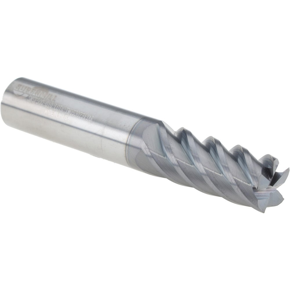 Corner Radius End Mill: 1/2" Dia, 1-1/4" LOC, 0.0100" Radius, 5 Flute, Solid Carbide