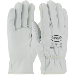 Cut-Resistant Gloves: MAXIMUM SAFETY 09-K3750, Size Large, ANSI Cut A2, ANSI Puncture 0, Kevlar Lined, Goatskin