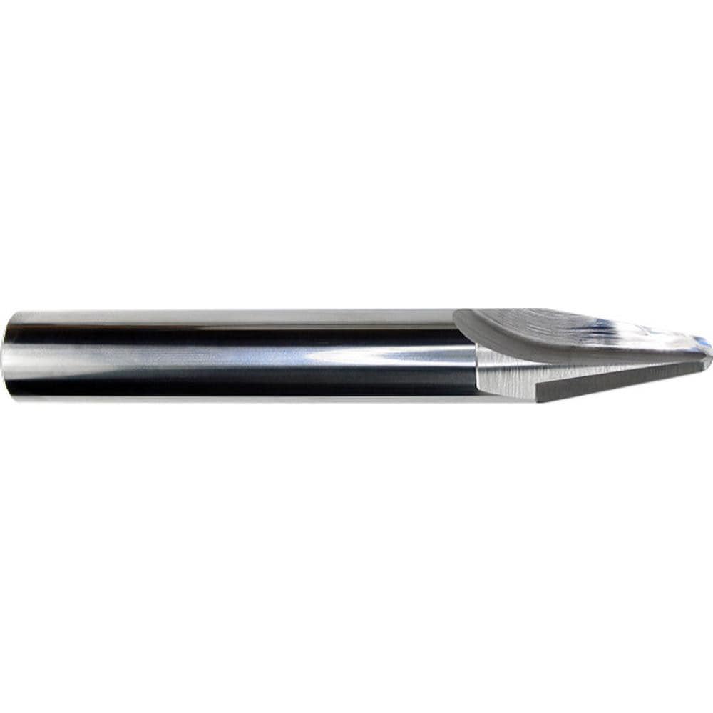 Tapered End Mill: 3 deg Angle per Side, 0.1240" Small Dia, 1.1000" LOC, 1 Flute, Corner Radius End