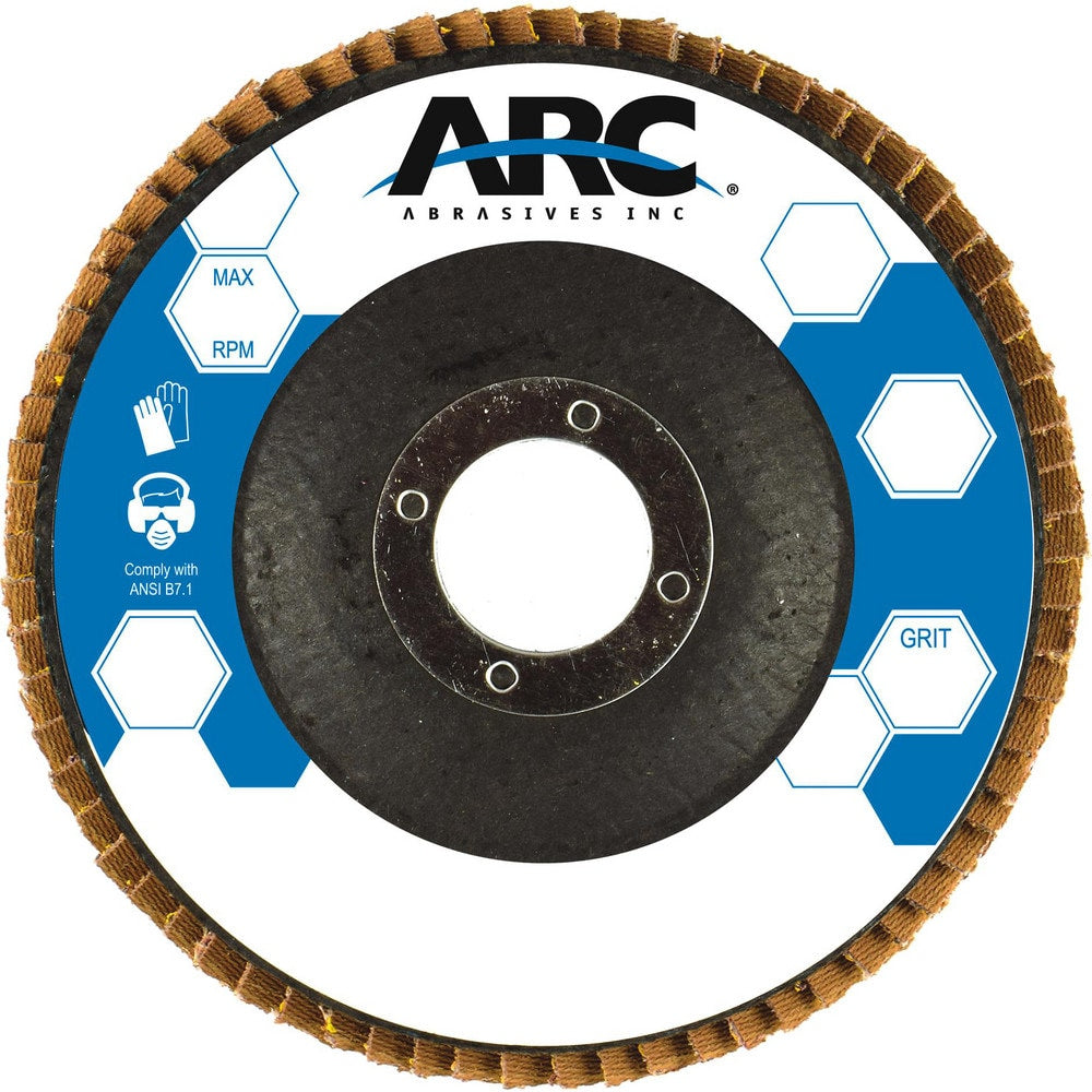 Flap Disc:  4-1/2" Dia, 7/8" Hole, 120 Grit, Zirconia Alumina, Type 27