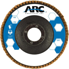 Flap Disc:  4-1/2" Dia, 7/8" Hole, 120 Grit, Zirconia Alumina, Type 29