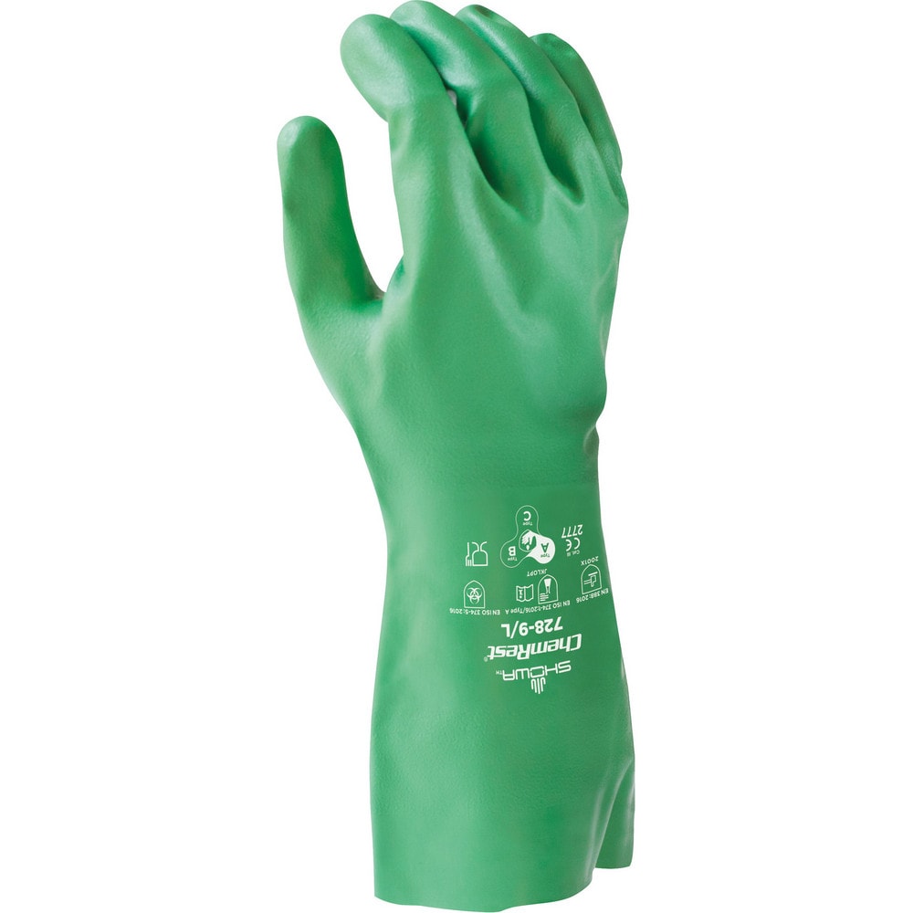 Chemical Resistant Gloves: SHOWA Size Medium, Nitrile, Unsupported, General Purpose Chemical-Resistant