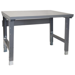 Height Adjustable Table: 72" Wide, 30" Deep, 32-1/4 to 44-1/4" High, Painted, Steel Top, Steel Base, Silver