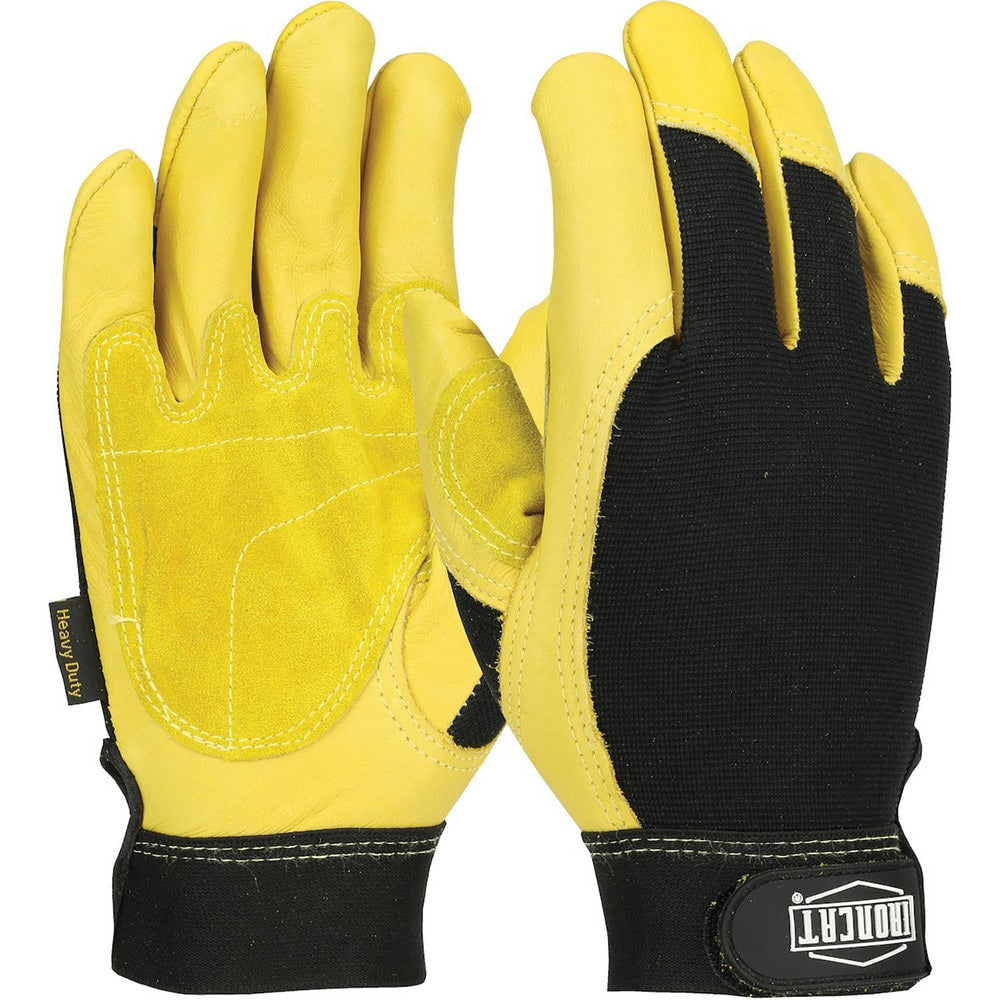 Welding Gloves: Ironcat 86350, Size X-Large, Uncoated-Coated, Cowhide Leather, Pair, for Heavy Construction, Light Construction, Manufacturing, Fabrication & Landscaping