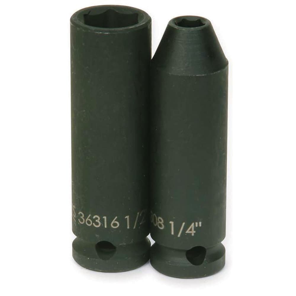 Impact Socket: 3/8" Drive, 1/4" Socket, Hex Drive