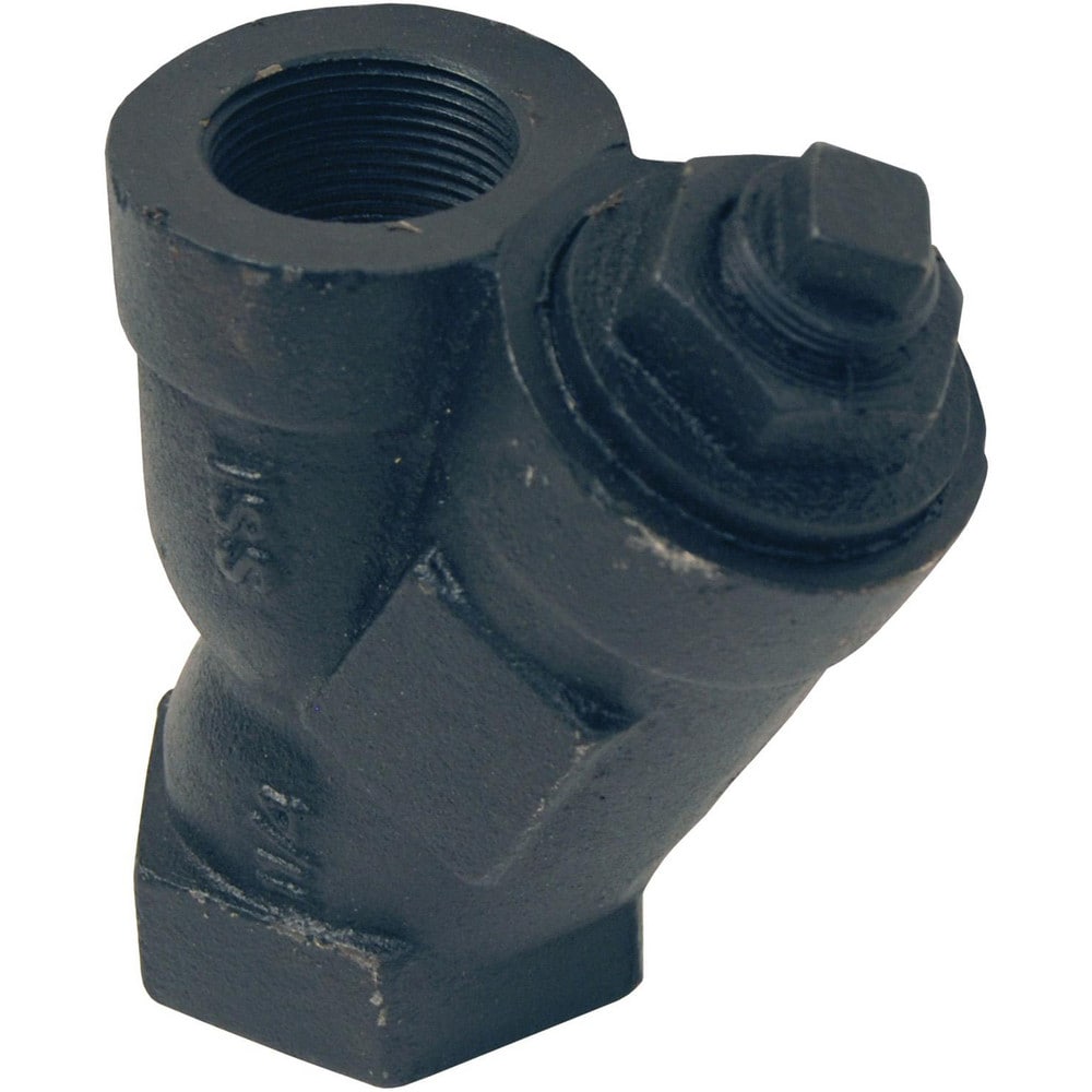 Y-Strainers; Pipe Size: 1; End Connection: NPT; Body Material: Cast Iron; Screen Material: Graphite; Seal Material: None; Color: Black; Mesh Size: 20