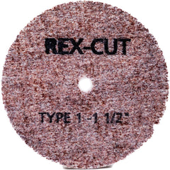 Deburring Wheel: 1-1/2" Dia, 3/8" Face Width, 1/4" Hole, Aluminum Oxide