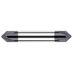 Chamfer Mill: 1/4" Dia, 1/4" Shank Dia, 4 Flute, Solid Carbide, Double End