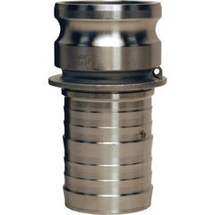 Suction & Discharge Hose Couplings; Type: Type E Adapter; Coupling Type: Cam & Groove; Coupling Descriptor: Adapter x Hose Shank; Material: Stainless Steel; Coupler Size (Fractional Inch): 1/2; Thread Size: Non-Threaded; Hose Size: 1/2