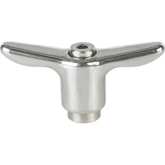 Adjustable Clamping Handle: T-Handle, M8x1.25 Thread, Stainless Steel Handle, 16.00 mm Hub Dia, Silver