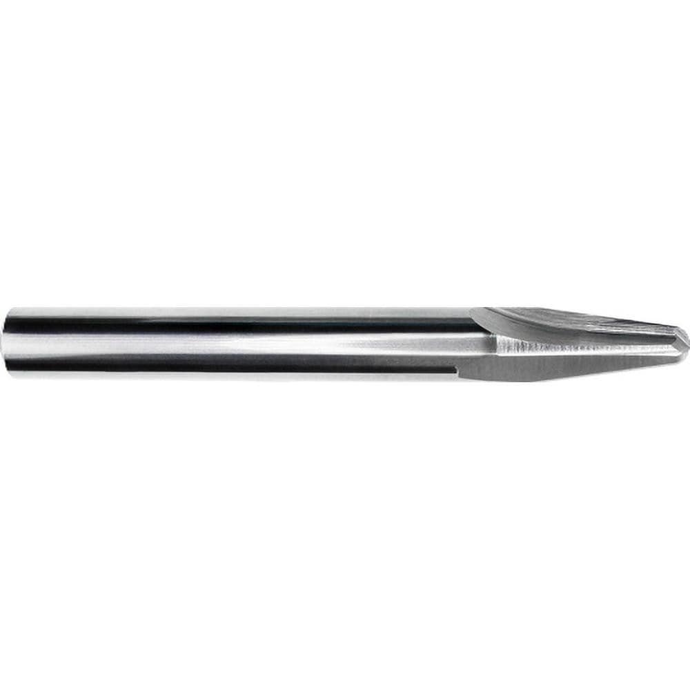 Tapered End Mill: 7 deg Angle per Side, 0.0800" Small Dia, 5/16" LOC, 1 Flute, Corner Radius End