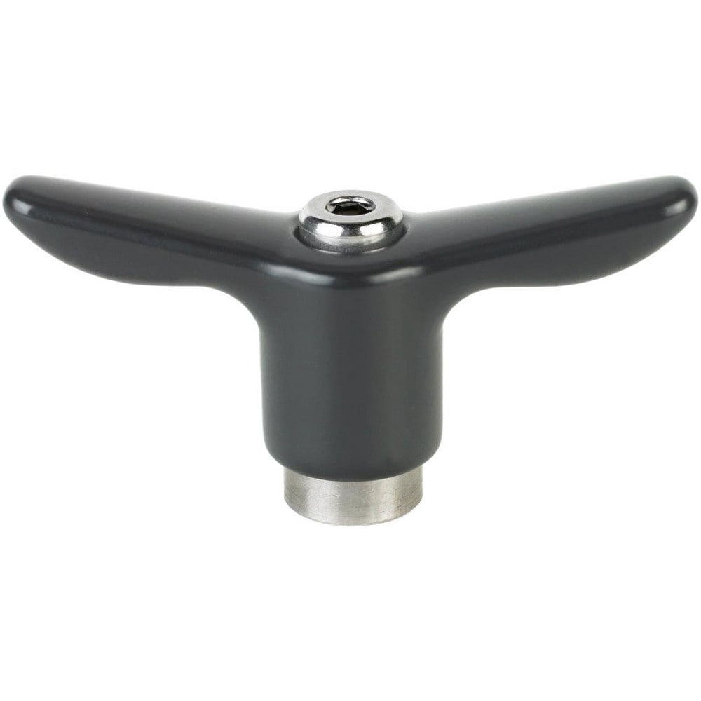 Adjustable Clamping Handle: T-Handle, 1/4-20 Thread, Stainless Steel Handle, 0.3900" Hub Dia, Black