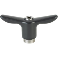 Adjustable Clamping Handle: T-Handle, #10-24 Thread, Stainless Steel Handle, 0.3900" Hub Dia, Black