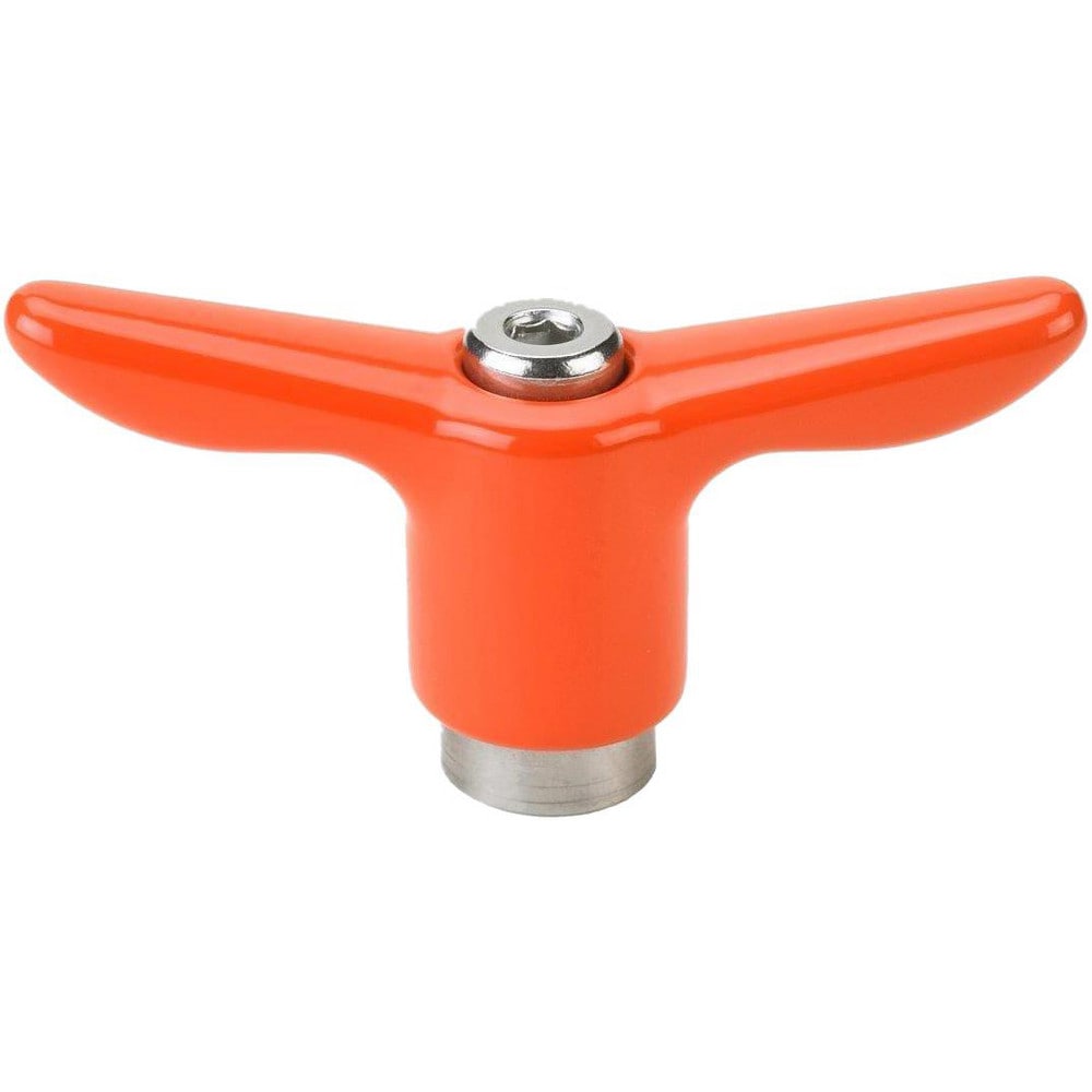 Adjustable Clamping Handle: T-Handle, #10-24 Thread, Stainless Steel Handle, 0.3900" Hub Dia, Orange