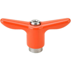 Adjustable Clamping Handle: T-Handle, #10-32 Thread, Die Cast Zinc Handle, 0.3900" Hub Dia, Orange