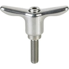 Adjustable Clamping Handle: T-Handle, #10-24 Thread, Stainless Steel Handle, 0.3900" Hub Dia, Silver