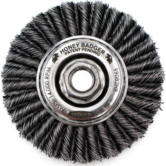 Wheel Brush: 4" Wheel Dia, 1/2" Face Width, 0.0200" Wire Dia,  Stringer Bead