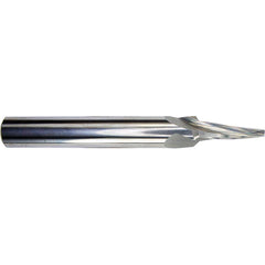 Tapered End Mill: 3 deg Angle per Side, 1/16" Small Dia, 1/2" LOC, 3 Flute, Tapered End