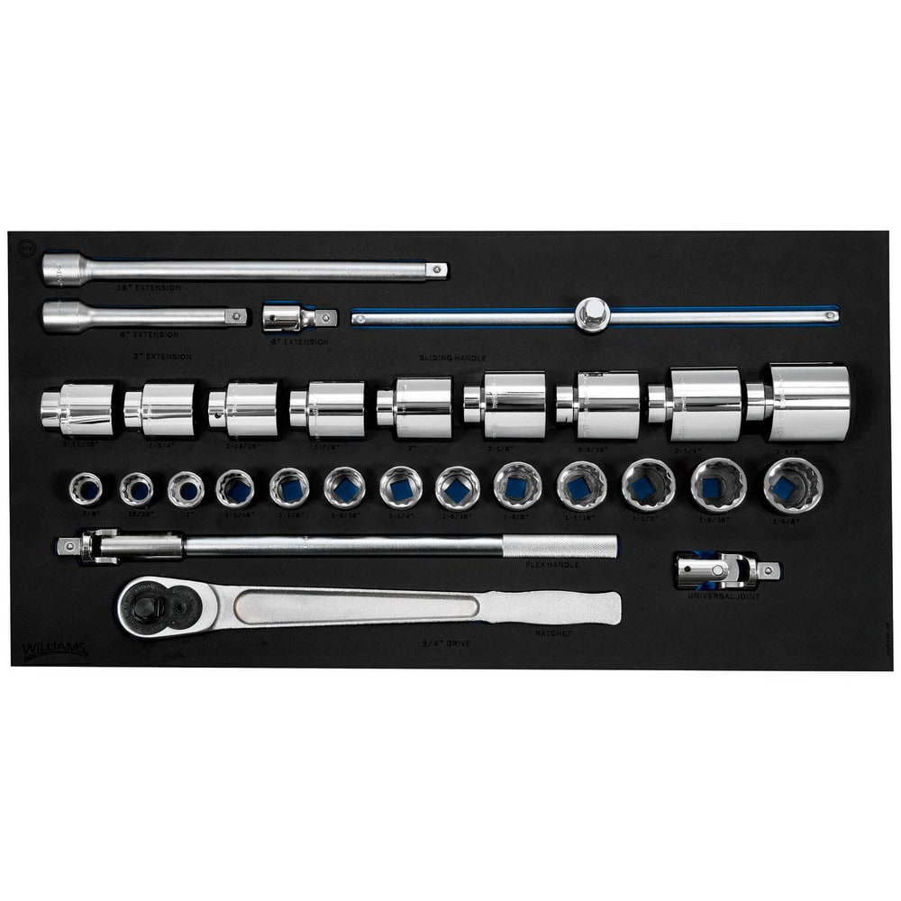 Ratchet & Socket Set Socket Set: 29 Pc, 7/8 to 2-3/8" Socket