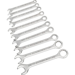 Midget Combination Wrench Set: 10 Pc, Inch