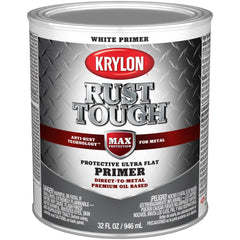 Brush-On & Rust Preventative  Paint: 1 qt, White, Ultra Flat Finish