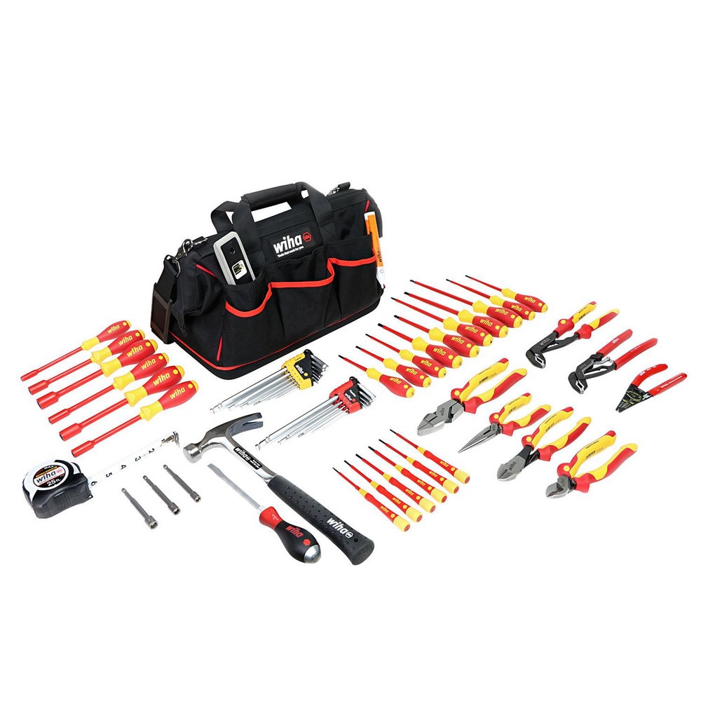 Combination Hand Tool Set: 59 Pc, Electrician's Tool Set, Insulated Plier, Insulated Screwdrivers, Insulated Wrench & Insulated Nut Driver