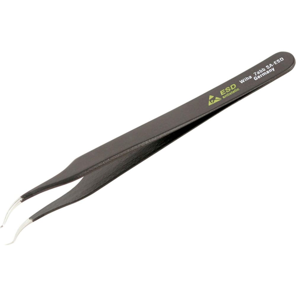 Tweezers; Tweezer Type: ESD Safe; Pattern: Solid Color; Material: Steel; Tip Type: Extra Fine, Curved; Tip Shape: Pointed; Overall Length (Inch): 4-3/4