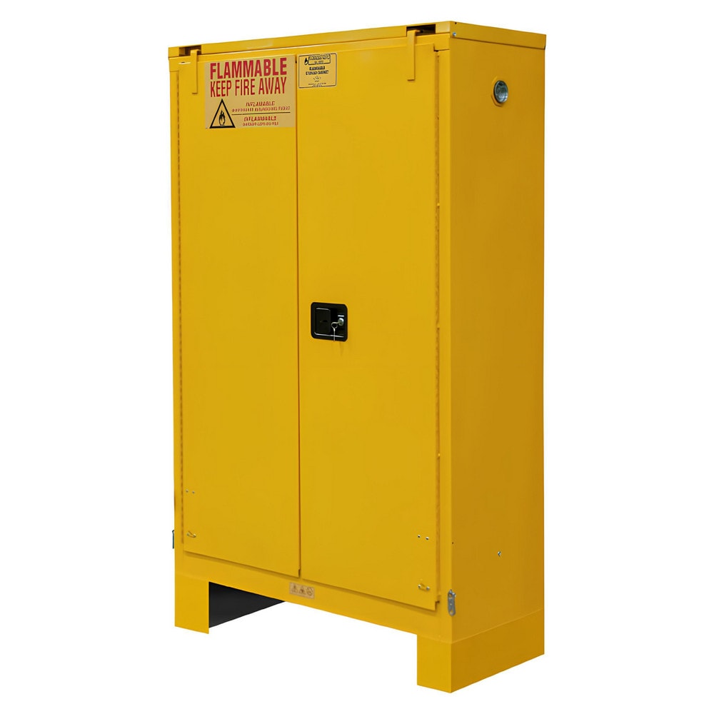 Flammable & Hazardous Storage Cabinets:  45.000 gal Drum, 2.000 Door,  2 Shelf,  Self Closing,  Safety Yellow