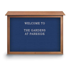 Enclosed Letter Board: 52" Wide, 40" High, Recycled Plastics, Cedar