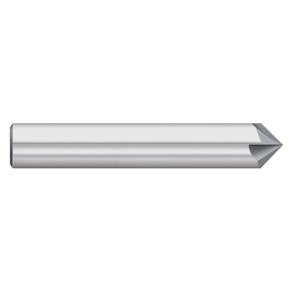 Chamfer Mill: 1/8" Dia, 1/8" Shank Dia, 45.00 deg, 4 Flute, Solid Carbide, Single End