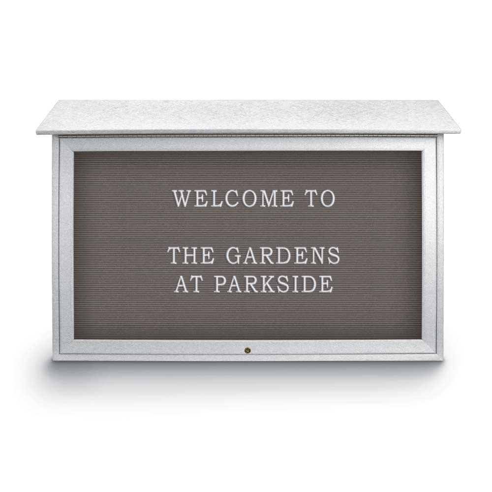 Enclosed Letter Board: 45" Wide, 30" High, Recycled Plastics, White