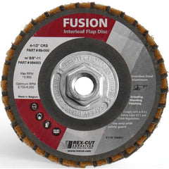 Flap Disc:  4-1/2" Dia, 7/8" Hole, 40 Grit, Aluminum Oxide, Type 27