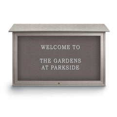 Enclosed Letter Board: 45" Wide, 30" High, Recycled Plastics, Light Gray