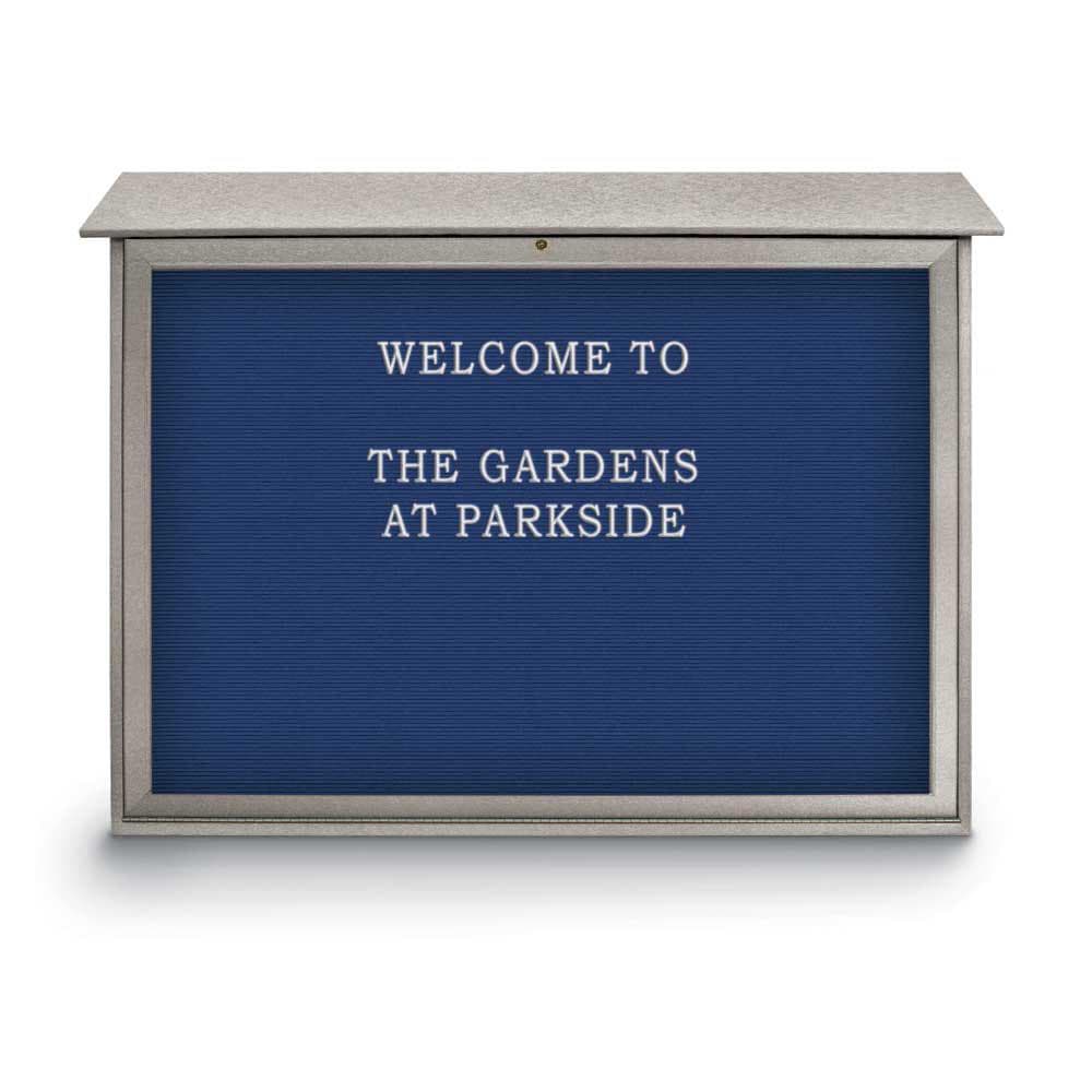 Enclosed Letter Board: 52" Wide, 40" High, Recycled Plastics, Light Gray