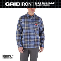 Work Shirt: General Purpose, Long Sleeve, Large, Cotton, Blue, 3 Pocket