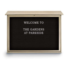 Enclosed Letter Board: 52" Wide, 40" High, Recycled Plastics, Cedar